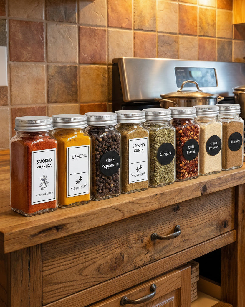 Glass Spice Jar Set (12-Piece)