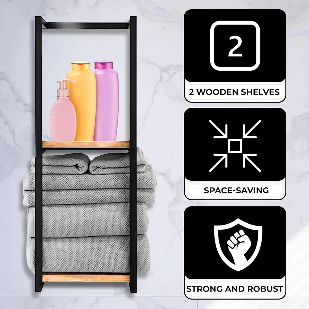 2-Tier Wall-Mounted Towel Ladder Shelf