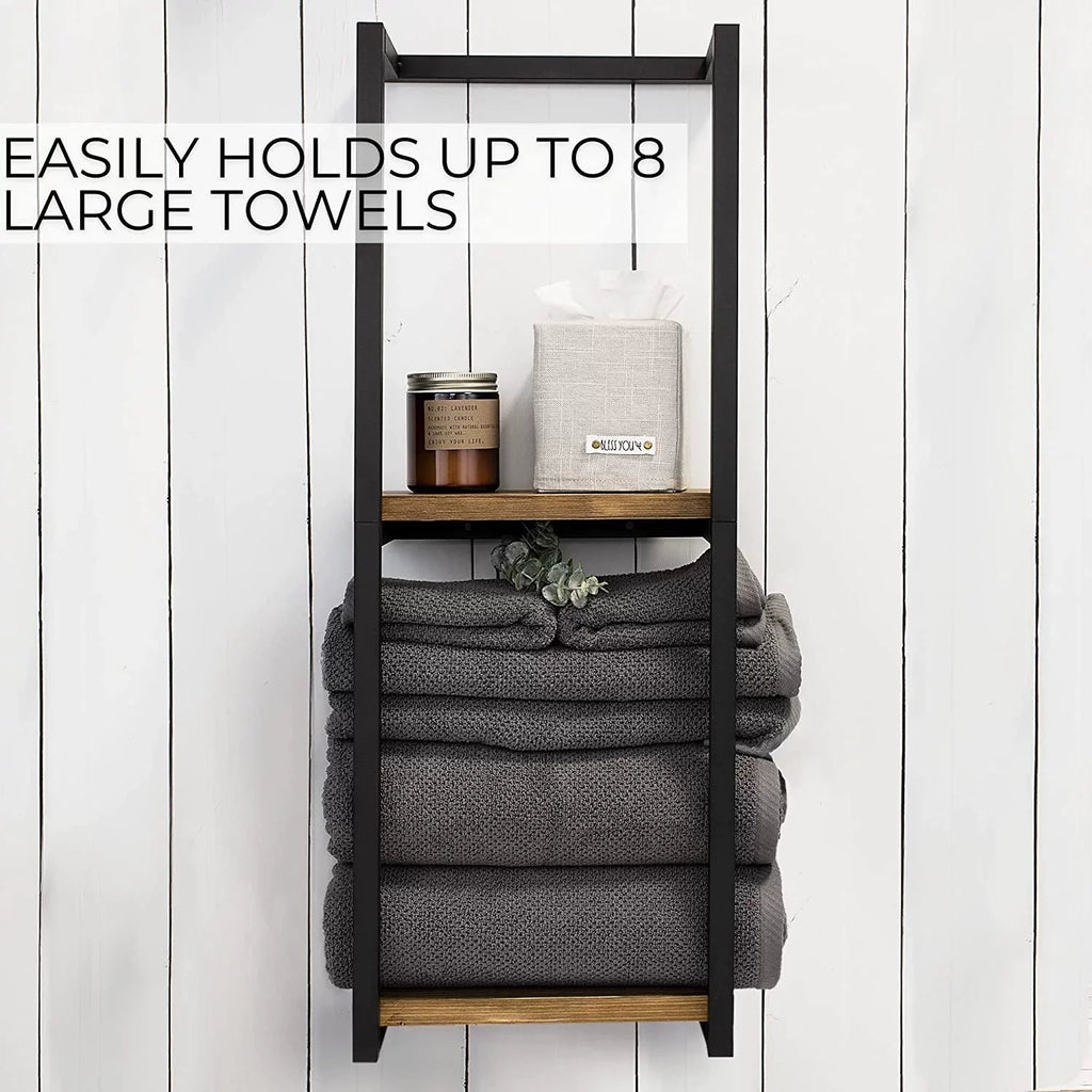 2-Tier Wall-Mounted Towel Ladder Shelf