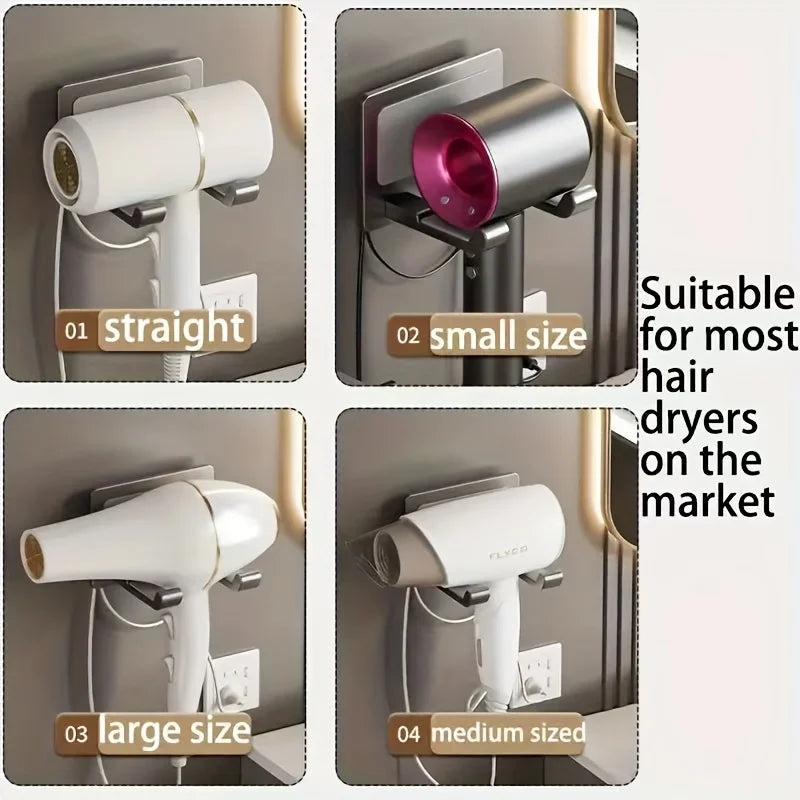 No-Drill Aluminum Hair Dryer Rack