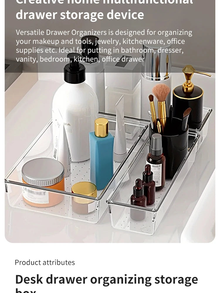 Clear Plastic Drawer Bin Organizer Set
