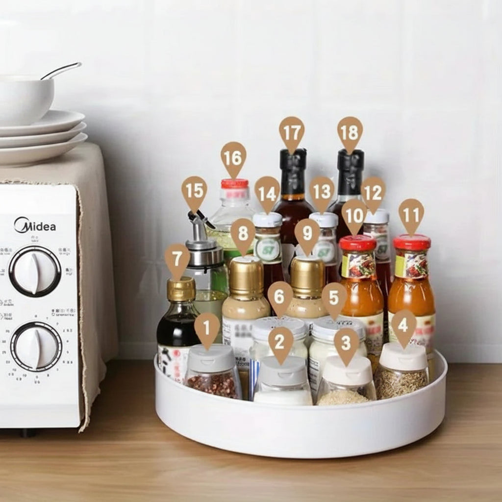 360° Rotating Organizer – Non-Slip Lazy Susan for Kitchen Cabinets & Pantry