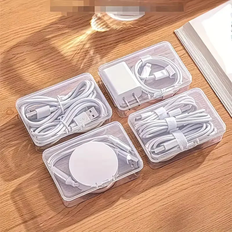 Cable & Cord Organizer Box Set – Stackable Storage Cases for Cords & Office Supplies