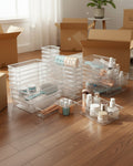 Clear Plastic Drawer Bin Organizer Set