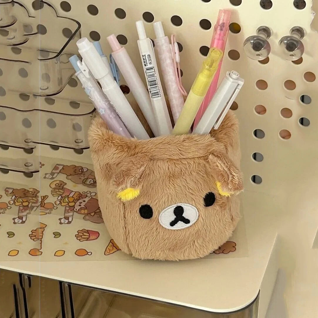 Kawaii plush desk catch-all holding pens and hair ties