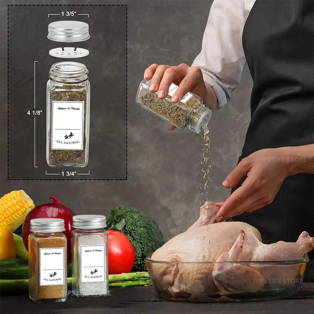 Glass Spice Jar Set (12-Piece)