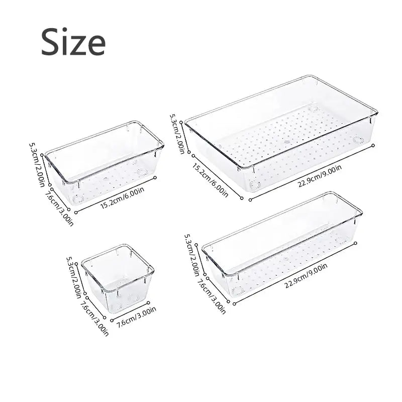 Clear Plastic Drawer Bin Organizer Set