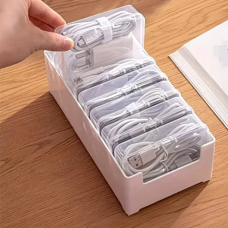 Cable & Cord Organizer Box Set – Stackable Storage Cases for Cords & Office Supplies