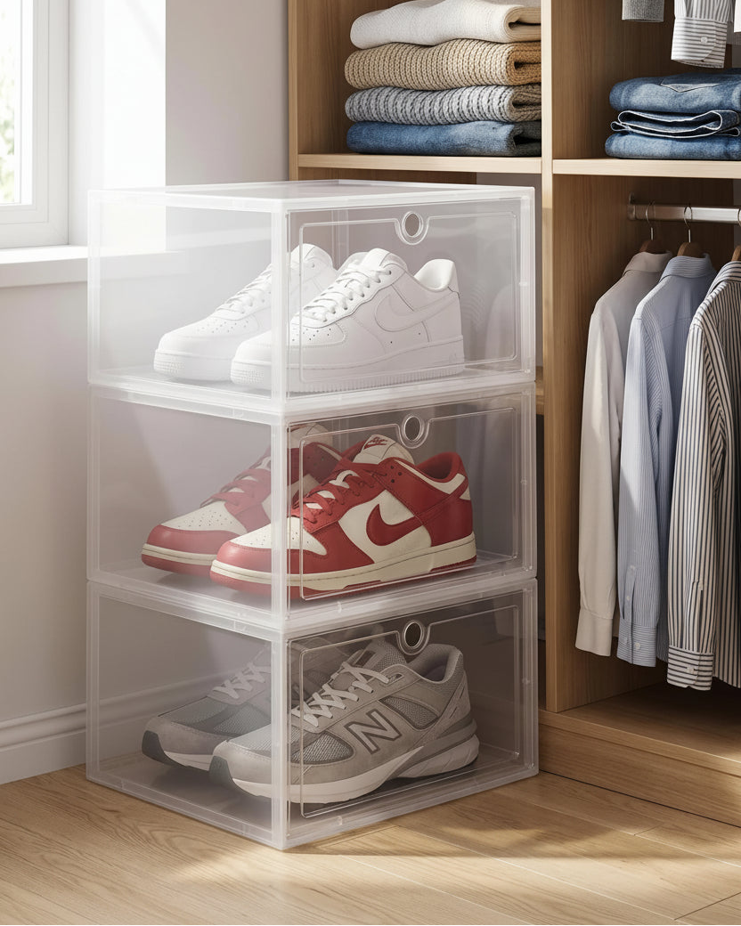 Stackable Transparent Shoe Boxes (6-Pack)