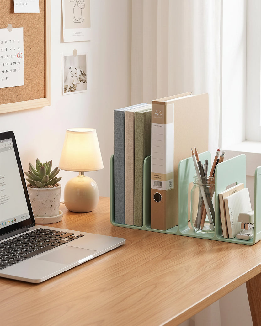 4-Compartment Desktop Bookend Organizer